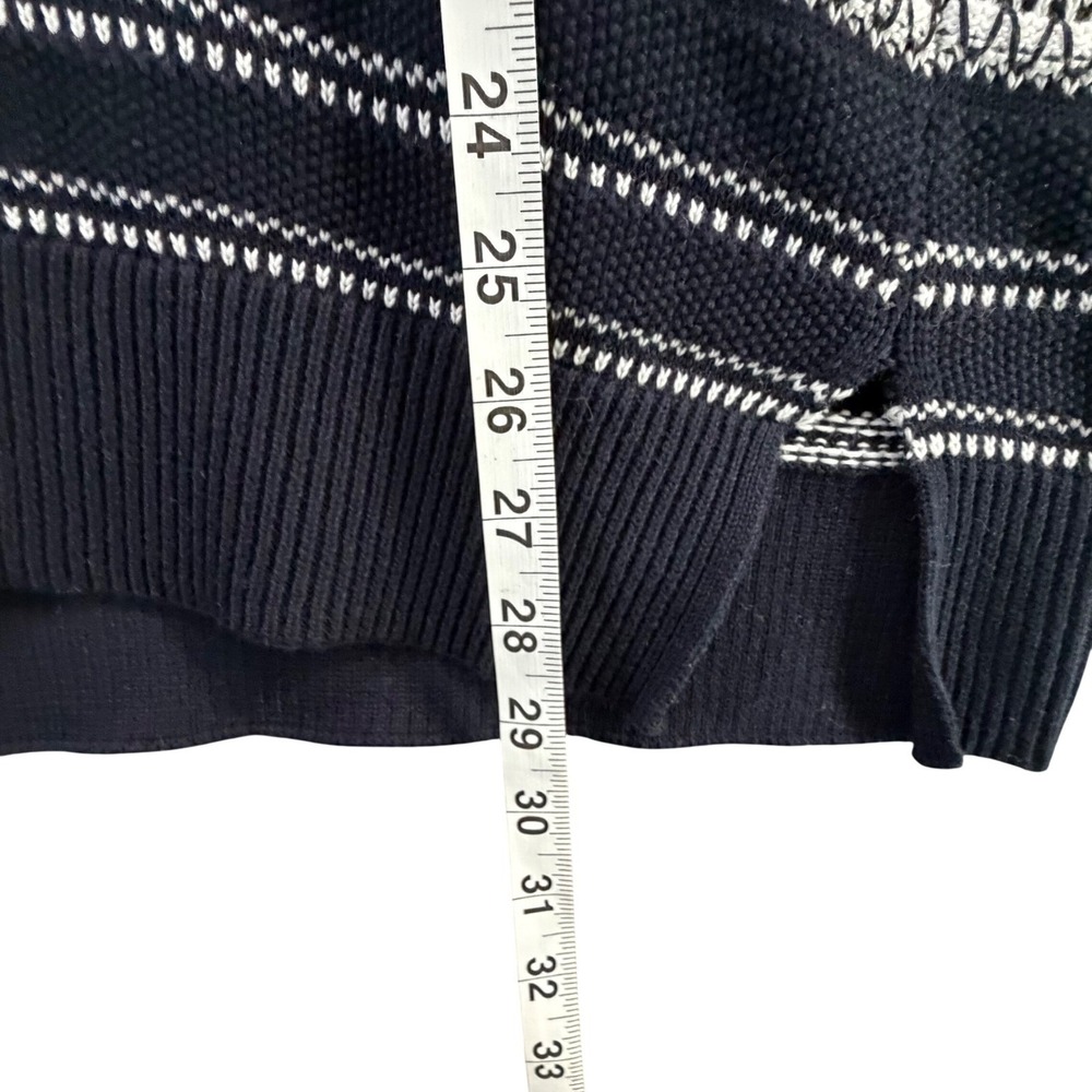 Vince Sweater Women S Black White Textured Stripe Cotton Relaxed Quiet Luxury - Picture 10 of 16